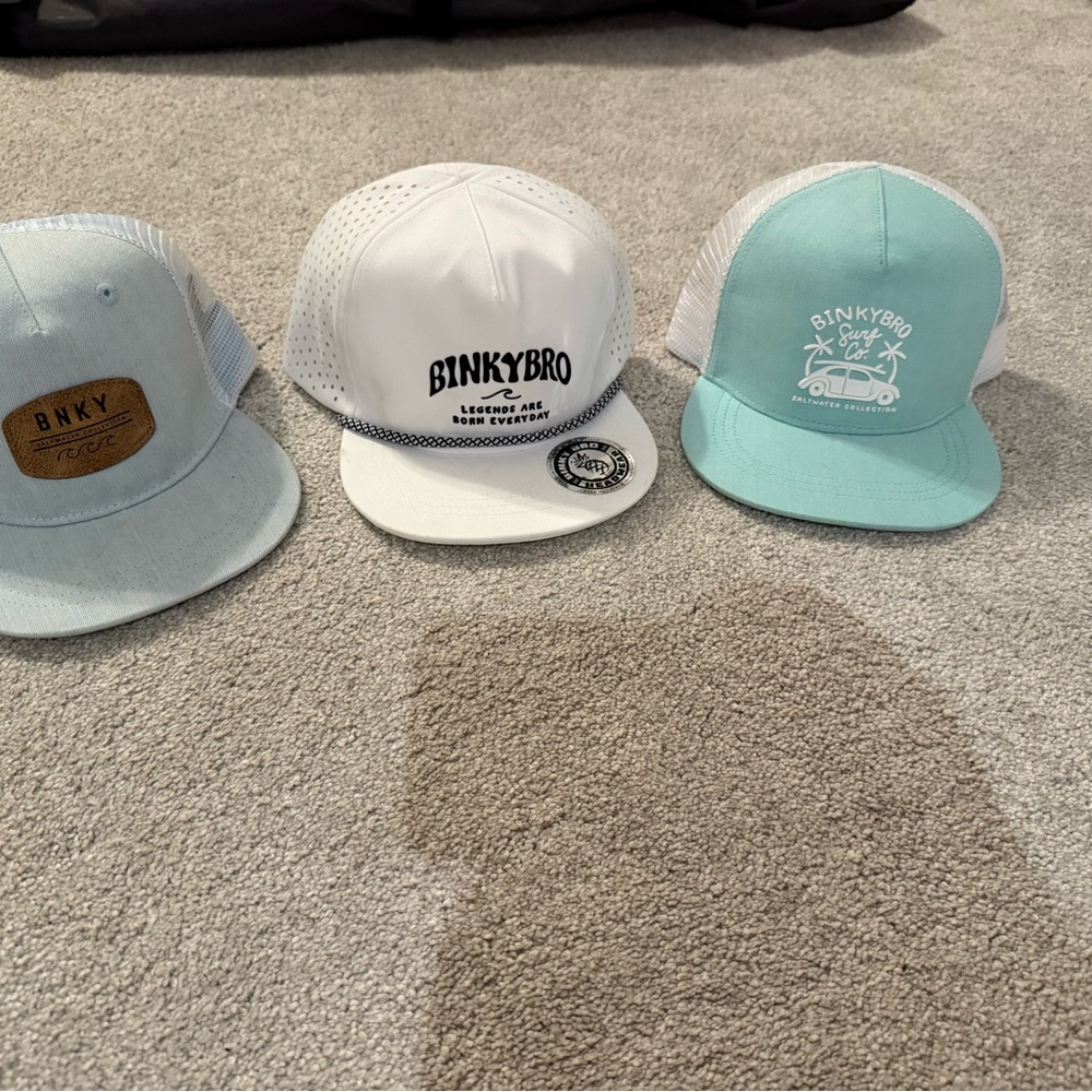 BinkyBro Kids Trucker Hat Set - White, Light Blue, Mint